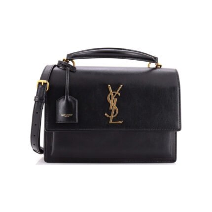 Saint Laurent YSL Sunset Top Handle Shoulder Bag Medium Black Gold - Bag