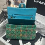 Chanel Wool Tweed Green Classic Flag Bag Medium - Bag - Image 6