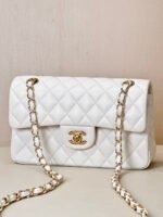 Chanel Classic Double Flag Bag White Leather Shoulder Bag - Image 4