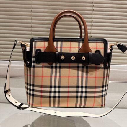 BURBERRY Calfskin Vintage Check Triple Stud Mini Belt Bag Archive Beige - Bag