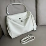 BALENCIAGA Rodeo leather shoulder bag in green and aged-sliver hardware Multiple Size - Bag