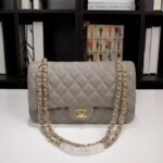 Chanel Classic Double Flap Bag Dark Grey Caviar Golden Hardware - Bag