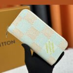 Louis Vuitton LV Zippy Wallet Vertical Canvas Wallet-Red With Blue Plaid  Wallet