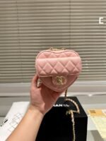 CHANEL Lambskin Heart Bag Pink -Bag - Image 12
