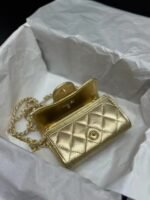 Chanel Gold Metallic Calfskin Quilted Flap Chain Waist Bag - Image 7