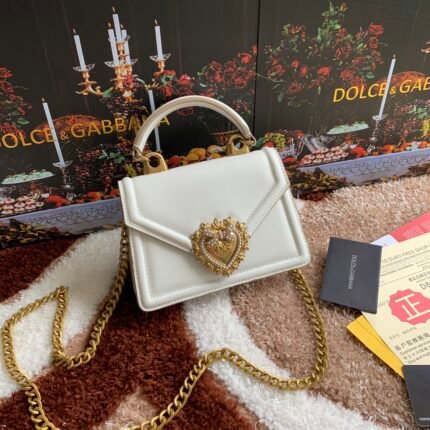 [TOP] Dolce & Gabbana Chain Tote Crossbody Bag - White Bag
