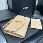 SAINT LAURENT  Grain De Poudre Monogram Uptown Chain Wallet Dark Beige-Gold hardware - Bag - Image 4