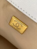 CHANEL 25 Small Handbag Grained Calfskin & Gold-Tone Metal White -Bag - Image 9