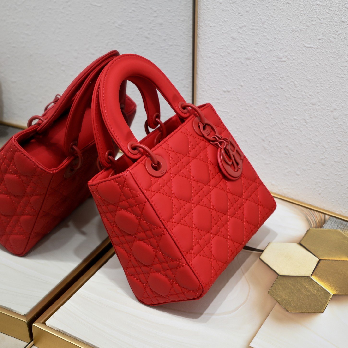 552CC431-543F-249E-1871-82062FE26E68 Dior Small Lady Dior Bag Red Ultramatte Calfskin - Bag - Image 1