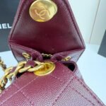 CHANEL 25 Small Handbag Grained Calfskin & Gold-Tone Metal Burgundy -Bag - Image 9
