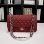 Chanel Classic Double Flap Bag Dark Red Caviar Silver Hardware - Bag