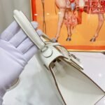 Hermes Kelly Haze Light White Silver Hardware - Bag - Image 9