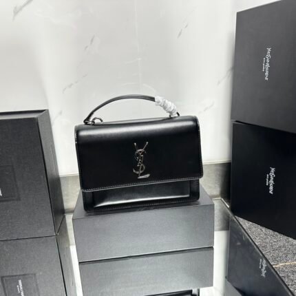 Saint Laurent  YSL Sunset medium leather cross-body bag Black Sliver - Bag