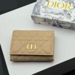 Dior Caro Montaigne Glycine Wallet-Apricot Leather Wallet