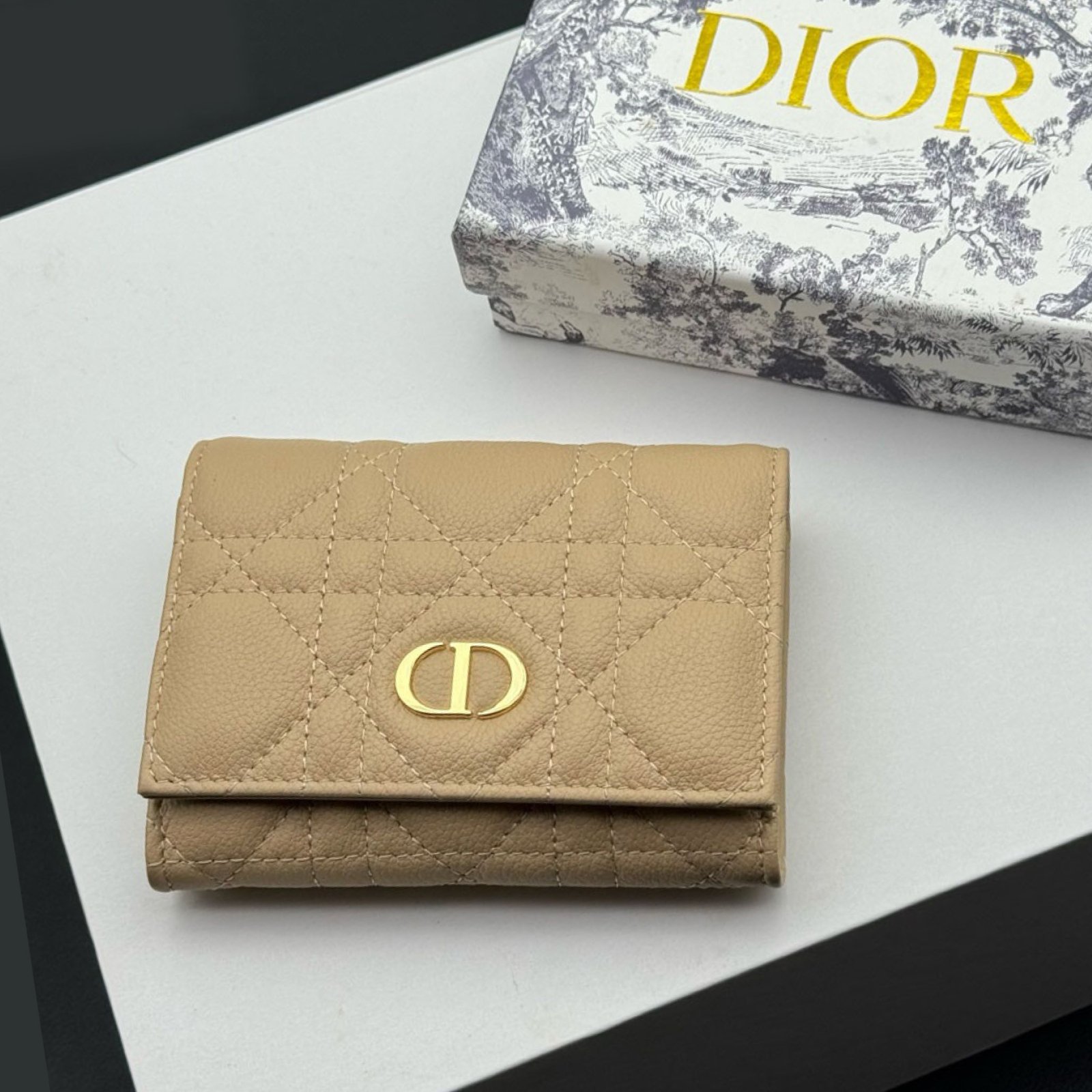 56fec06e1d965831b8e8489933d05cac Dior Caro Montaigne Glycine Wallet-Apricot Leather Wallet - Image 1