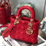 Dior Small Lady Dior Bag Red Cannage Calfskin Golden Hardware - Bag - Image 2