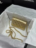 Chanel Gold Metallic Calfskin Quilted Flap Chain Waist Bag - Image 5