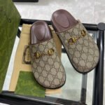 Gucci Slim Horsebit Slipper Beige And Ebony GG Supreme Canvas Shoes