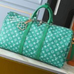 Louis Vuitton Keepall Bandoulière 50 Green Distressed Leather- Bag