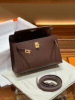 Hermes Kelly Mini 1st Kelly Pochette Generation Epsom Palm Leather-Coffee Color - Image 4