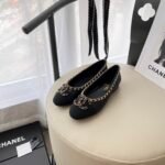 Chanel Calfskin Patent Calfskin Ballet Flats Vntage Dark Black- Shoes - Image 3