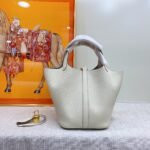 Hermes Clemence Picotin Lock Bag Golden Hardware-White Bag - Image 2