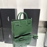 Saint Laurent Green Croc Embossed Leather Nano Classic Sac De Jour Tote - Bag - Image 9