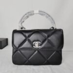 Chanel Top Handle Flap Bag Lambskin - Black
