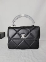 Chanel Top Handle Flap Bag Lambskin - Black