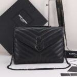 [TOP] SAINT LAURENT Loulou medium quilted leather shoulder bag black Bag-Black hardware - Image 2