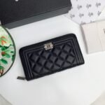 Chanel Zip Around Wallet Quilted Caviar Long-Plain Silver Wallet - Image 2