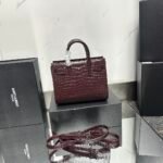 Saint Laurent Rose Croc Embossed Leather Nano Classic Sac De Jour Tote - Bag - Image 5