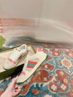 Gucci Screener trainer with Web Light Pink Sneaker - Shoes - Image 4