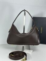 Saint Laurent YSL Vintage Bowling Bag - Coffee Leather Bag - Image 2