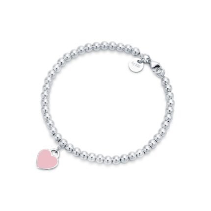 Tiffany Pink Heart Tag Bead Bracelet