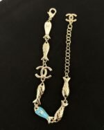 Chanel Gold, White, Light Blue, Dark Blue & Crystal Bracelet - Image 8