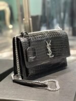 YSL Black Embossed Leather Shoulder Bag - Image 3