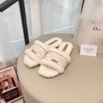 Dior Dway Shearling Flip Flops Golden Shoes - Image 5