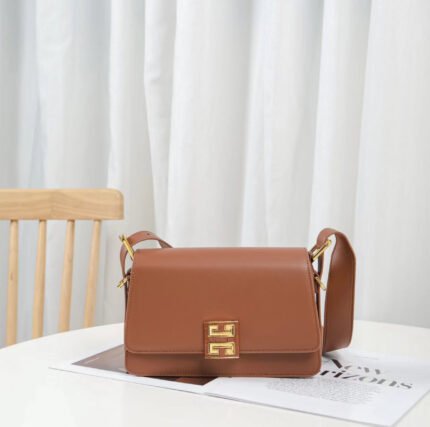 Givenchy New Shiny Grained Cowhide Leather Medium Crossbody Bag - Brown Bag