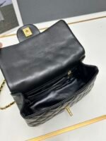 Chanel Mini Square Pearl Flap Bag Black Leather Gold Hardware - Image 8