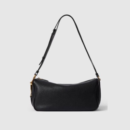 Gucci Half Horsebit Shoulder Black soft grainy leather Bag