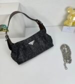 Prada Re-edition 2005 Crossbody Mini Bag Black Denim - Bag - Image 4