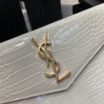 SAINT LAURENT Uptown  POUCH IN CROCODILE-EMBOSSED SHINY LEATHER WHITE-GOLD HARDWARE - Bag - Image 3