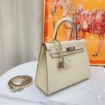 Hermes Kelly Haze White Silver Hardware - Bag - Image 7