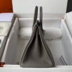 Hermes Birkin Togo Retourne Bag Golden Hardware-Light Grey Bag - Image 6