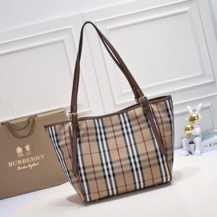 Burberry Invisible War Horse Shopper - Checkered Brown Bag