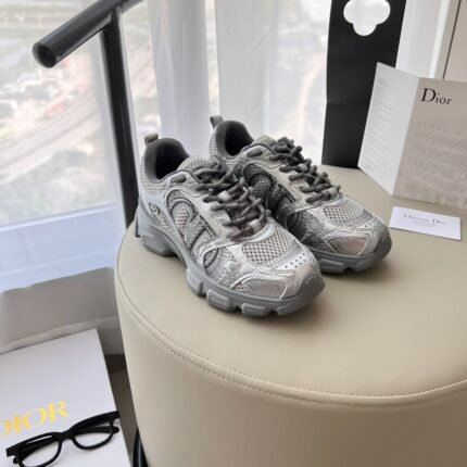 Dior Chrono Classic Mesh with Grey Leather-Effect Panels Sneaker - Shoes