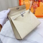Hermes Kelly Haze White Silver Hardware - Bag - Image 5