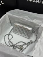 Chanel Silver Metallic Calfskin Quilted Flap Chain Waist Bag - Image 6