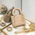 Dior Mini Lady Dior Bag Sand Pink Cannage Calfskin - Bag